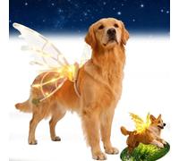 Light Up Fairy Wings For Dogs, Pet Glowing Wings Costume with Led Lights, Christmas Cosplay Puppy For Medium Large Dog, Butterfly Wings For Dogs (Warm Light)