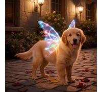 Light Up Fairy Wings For Dogs, Pet Glowing Wings Costume with Led Lights, Christmas Cosplay Puppy For Medium Large Dog, Butterfly Wings For Dogs (Colorful Light)