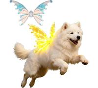 Light Up Fairy Wings For Dogs, Pet Glowing Wings Costume with LED Lights, Christmas Cosplay Puppy, Sparkle Electric Moving Angel Wing, Dress Your Dogs Like Butterfly, for Medium/Large Dog-Warm