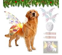Light up Fairy Wings for Dogs, Pet Glowing Wings Costume with LED Lights, Sparkle Electric Moving Angel Wing, Christmas Cosplay Puppy, Parade Photo Props for Medium Large Dog (2Mix)