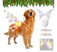 Light up Fairy Wings for Dogs, Pet Glowing Wings Costume with LED Lights, Sparkle Electric Moving Angel Wing, Christmas Cosplay Puppy, Parade Photo Props for Medium Large Dog (Color)