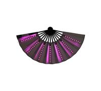Light Up Folding Hand Fan Portable Cooling Breeze, Fabric Sail, Cool Lights