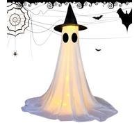 Light Up Ghost - DEGORIZACIÓN DE HALLOWEEN YARD BLOWING, vestido fantasma iluminado | Lindo adorno de vacaciones espeluznantes con sombrero o caja de batería, figura fantasma espeluznante