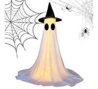 Light Up Ghost, Glowing Halloween Outdoor Ornament, Yard and Lawn Decoration for Porch, Garden, Patio, Cementerio, Haunted House, Indoor Pathway, Spooky Seasonal Holiday Decor for Halloween Parties