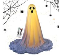 Light Up Ghost Halloween Decorations - Spooky Phantom Statue, Remote Control Glowing Prop, Creepy Holiday Ornament | Indoor Outdoor Yard Display, Porch Patio Garden Accent, Seasonal Festive Party Figu