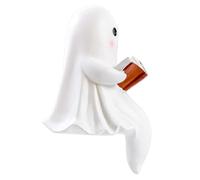 Light Up Ghost Statue - Resin Halloween Figurine Book Light | 6-inch 150g or 8-inch 310g, Decorative Ghost Ornament with Button Battery for Bedroom Study Bedside Bookshelf Kid’s Room Office Home