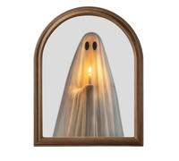 Light-Up Halloween Ghost Mirror Framed USB Sign for Spooky Wall Decor