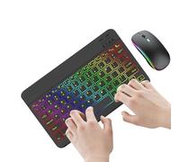Light Up Keyboard and -Iluminación de Doble Modo, Almohadilla de tipificación ergonómica, de 7 Colores | Clave inalámbrica compacta Conjunto de Llave para el Trabajo, Combo de retroilum
