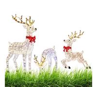 Light Up Reindeer - 3 Piece LED Outdoor Elk Set, Waterproof LED Reindeer Christmas Lights | Realistic Illuminated Elk Deer Decor for Indoor, Lawn, Garden, Patio, Pathway, Holiday Nighttime Displays