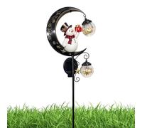 Light Up Snowman Stake Moon Design - Ground Insert Decoration Solar Snowman | Solar Snowman Garden Stake Light for Lawn Pathway Desk Planter | Holiday Winter Festival Light Up Snowman Stake Moon Design
