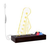 Light Up - Soporte para púas de guitarra, acrílico, soporte para púas de guitarra eléctrica, accesorios de guitarra LED con base de madera para guardar y mostrar el regalo para guitarristas y