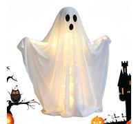 Light Up White Halloween Ghost Decoration LED Hanging Ghost for Porch, Fire