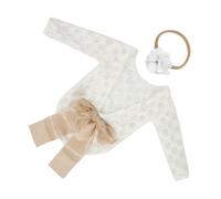 LIGHTAOTAO 1juego Conjunto Recién Nacido para Fotografía Niña con Pelele de Encaje y Diadema de Lazo Traje Cómodo para Sesión de Fotos y Regalo