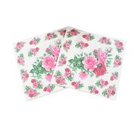 LIGHTAOTAO 20 Servilletas de Papel Flores Rosa para Fiesta de Cumpleaños y Shower, Diseño Único Patrón Floral, Tamaño 33x33 Cm, Material Papel