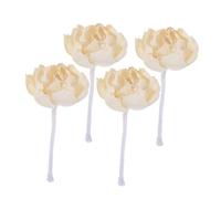 LIGHTAOTAO 4 Piezas Flor de Difusor de Peonía Artificial Hecha a Mano para Difusor de Varillas, Papel Tetrapanax Papyriferus Blanco con Capas, Recambio Estable para Cajones y Tocadores