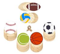 LIGHTAOTAO 42 Conjuntos Recortes de Madera Forma de Pelota Deportiva para Decoración de Fiestas Deportivas, Superficie Lisa, Material Madera, Adecuado para Colgar en Paredes