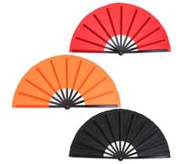 LIGHTAOTAO Abanico Plegable de 3 Piezas para Artes Marciales y Entrenamiento, con Estructura de Plástico y Tela de Poliéster, Portátil Estilo Chino Tradicional