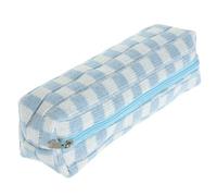 LIGHTAOTAO Bolsa de Lápices Portátil de Cuadros Azul y Claro para Estudiantes, Estuche Pequeño Cremallera Resistente, Almacenamiento Multifunción para Dibujo al Aire Libre y Papelería