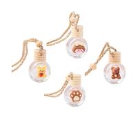 LIGHTAOTAO Colgante de Perfume de Cristal para Coche 4piezas Frascos Vacíos de Vidrio y Madera, Adorno Decorativo Chic para Aromaterapia en Automóviles