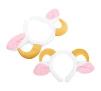 LIGHTAOTAO Diadema de Peluche Banda Elástica que Reduce la Fricción del Cuero Cabelludo y Orejas de Oveja con Cuernos Rizados 2 Piezas para Halloween y Uso Diario