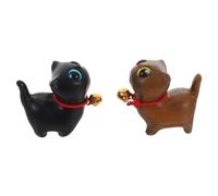 LIGHTAOTAO Escultura de Gato de Madera de Sándalo con Campana, Diseño Portátil y Artesanal, 2 Piezas para Adornos de Hogar y Obsequio de Cumpleaños
