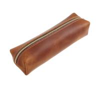 LIGHTAOTAO Estuche de Cuero y Cremallera para Marrón Minimalista Gran Capacidad para Lápices y Bolígrafos Adecuado para Oficina y Artistas
