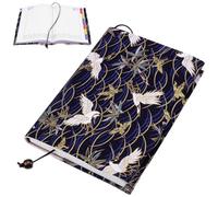 LIGHTAOTAO Funda de Libro Ajustable de Tela Diseño Original de Grulla Dorada, Protección Fácil de Poner y Textura Fina para Oficina y Estudio, Color Azul