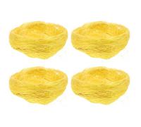 LIGHTAOTAO Kit de 4 Nidos de Pájaro de Cáñamo Amarillo para Manualidades, Decoración de Paisajes y Accesorios para Jaulas de Periquitos