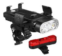 LIGHTAOTAO Luces para Bicicleta Recargables USB Batería de 4000 Mah, Luz Delantera y Luz Trasera Abs Soporte Ajustable para Teléfono y Bocina de Alta Potencia para Ciclismo de Oscuridad
