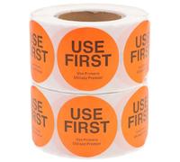 LIGHTAOTAO Pegatinas Autoadhesivas Usa Primero para Inventario, Etiquetas de Control de Inventario, Tamaño 38x38 Mm, 2 Rollos de 500 Etiquetas Cada Uno, Naranja, Para Hogar y Restaurante