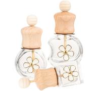 LIGHTAOTAO Set de 3 Frascos de Perfume Decorativos para Coche Diseño Delicado de Cristal y Madera, Adecuado para Celebracion Verano y Almacenar Aroma Estructura Razonable