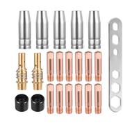 LightBeacon 22 Piezas Accesorios de Soldadura Consumibles de Máquina de Soldadura, para AK-15/MB-15, 5 Boquillas de Gas, 12 Boquillas M6 0,8 mm, 2 Mangos de Boquilla, 2 Aisladores, 1 llave