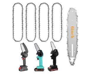 LightBeacon 4 Piezas Cadenas para motosierra de 6 Pulgadas, Cadenas de Motosierra Telescópica, Mini Cadenas de Motosierra, 37 eslabones, Guía18.5cm, para árbol de Jardín, Carpintería