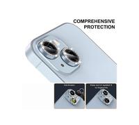 (LightBlue) ENKAY HAT PRINCE 1 Set Compatible For iPhone 15 Pro / 15 Pro Max Camera Lens Protector Rhinestone Decor Rear Lens Film