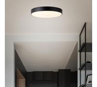 Lightbox Aplique y plafón LED Basic | Ø 50 cm | plafón con marco negro y CCT (3000-6500K) & temporizador & luz nocturna | regulable mediante mando a distancia | 36W, 5500lm | de metal/plástico
