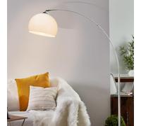 Lightbox Bogenlampe 166 cm, Chrom & Weiß, schwenkbare Lampe | lámpara de arco moderna, lámpara de pie con cabezal orientable e interruptor de pie