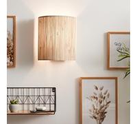 Lightbox Foco de pared estilo Nature - 26 x 23 cm - foco de pared decorativo con pantalla de junco marino - regulable sólo con regulador externo - para el salón - E27, máx. 52W - de metal/junco
