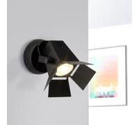 Lightbox Foco de pared LED luz blanca cálida - Foco de pared con cabezal orientable - Bombilla incluida y sustituible - Metal negro mate
