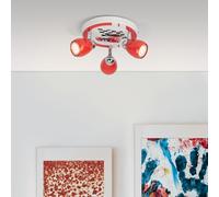 Lightbox Foco de techo LED diseño racing con luz blanca cálida - Foco de 3 luces para la habitación de los niños con cabezales orientables - Foco de techo con bombillas sustituibles incluidas