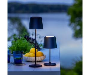 Lightbox Juego de 2 lámparas LED de mesa para interior y exterior | 37 cm / 23 cm de altura, diámetro de 10 cm | Lámparas de mesa para exteriores negro mate con regulador táctil |