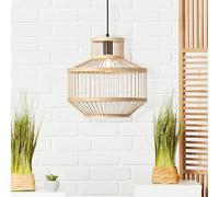 Lightbox Lámpara colgante de estilo natural - lámpara colgante con cable acortable - 120 cm de altura - Ø 35 cm - casquillo E27 - máx. 40 W - de metal/bambú en colores negro/natural