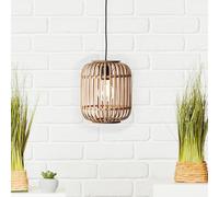 Lightbox - Lámpara colgante de ratán auténtico, portalámparas E27 para máx. bombilla de 40 W, moderna lámpara colgante de metal y ratán, color marrón claro y negro
