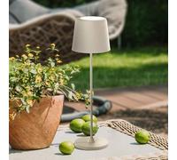 Lightbox Lámpara de mesa LED interior y exterior | 37 cm / 23 cm de altura, Ø 10 cm | lámpara de mesa beige para exterior con regulador táctil | móvil/inalámbrica/portátil | recargable por