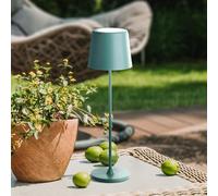 Lightbox Lámpara de mesa LED interior y exterior | 37 cm / 23 cm de altura, Ø 10 cm | lámpara de mesa para exterior verde iceberg con regulador táctil | móvil/inalámbrica/portátil |