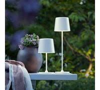 Lightbox Lámpara de mesa LED para interior y exterior | 37 cm / 23 cm de altura, diámetro de 10 cm | Lámpara de mesa para exteriores blanco mate con regulador táctil | Móvil/inalámbrico/portátil |