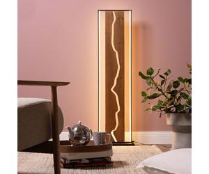 Lightbox Lámpara de pie LED lámpara de pie con barra de madera rústica e interruptor de pie - color de la luz: 3000 K y luminosidad: 2300 lm - 120 cm de altura y 33 cm de longitud - fabricada en