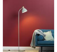 Lightbox Lámpara de pie verde claro | 150 x 25 x 35 cm | Lámpara de lectura escandinava con cabezal giratorio e interruptor | Casquillo E27 | De metal/madera (de árbol de caucho) en verde