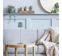 Lightbox Lámpara de sobremesa LED interior y exterior | 37 cm / 23 cm de altura, Ø 10 cm | Lámpara de sobremesa azul nórdico mate para exterior con regulador táctil | móvil/inalámbrica |