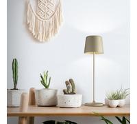 Lightbox Lámpara de sobremesa LED interior y exterior | 37 cm / 23 cm de altura, Ø 10 cm | Lámpara de sobremesa de exterior color capuchino con regulador táctil | móvil/inalámbrica | recargable