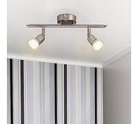 Lightbox Lámpara de techo foco de techo de 2 luces en color hierro con 2 bombillas LED GU10 (sustituibles) - color de luz blanco cálido con un total de 600 lúmenes - cabezales orientables